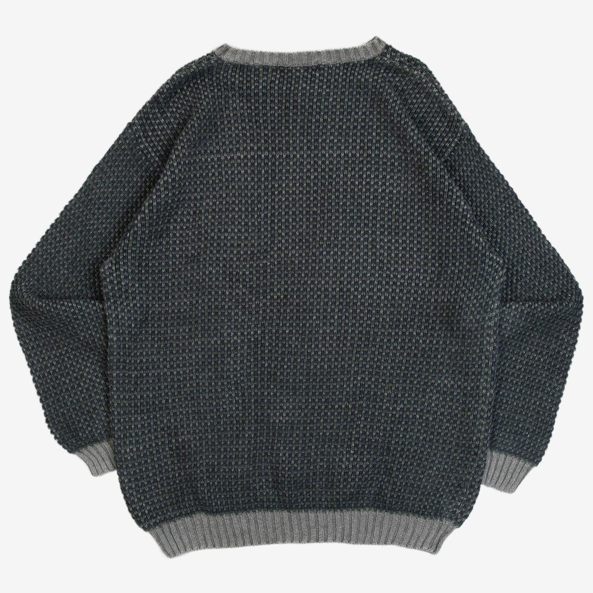 MEN'S VINTAGE 1990S TEXTURED KNITTED JUMPER - LARGE