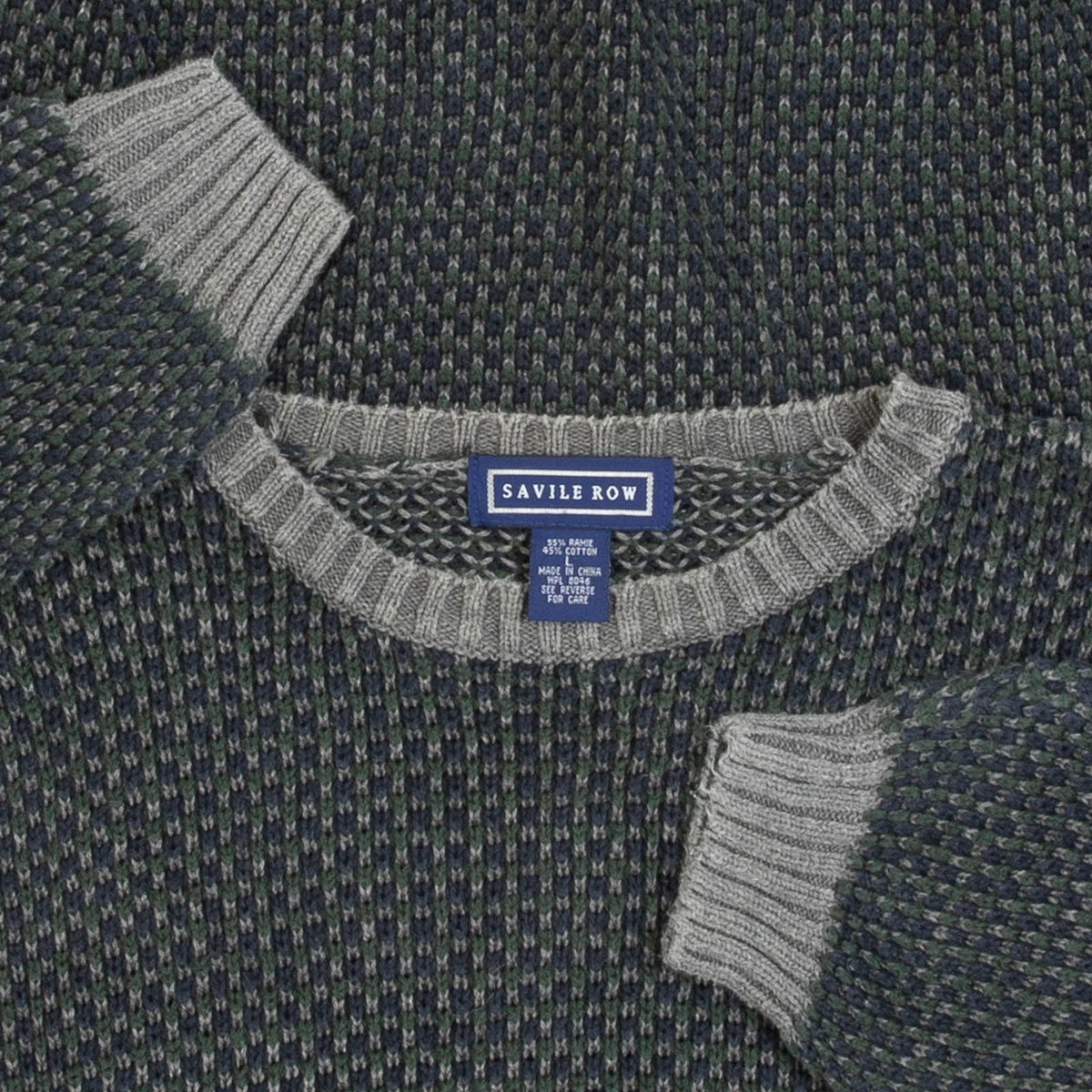 MEN'S VINTAGE 1990S TEXTURED KNITTED JUMPER - LARGE