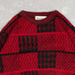 WOMEN'S VINTAGE 1980S CHECKED KNITTED JUMPER - SMALL