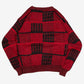 WOMEN'S VINTAGE 1980S CHECKED KNITTED JUMPER - SMALL