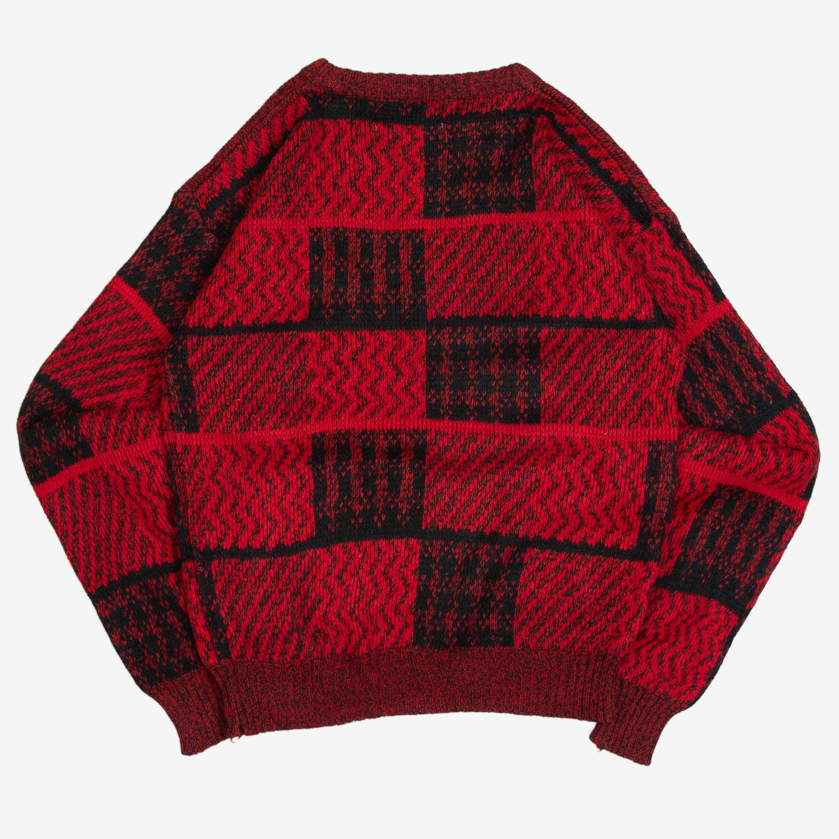 WOMEN'S VINTAGE 1980S CHECKED KNITTED JUMPER - SMALL