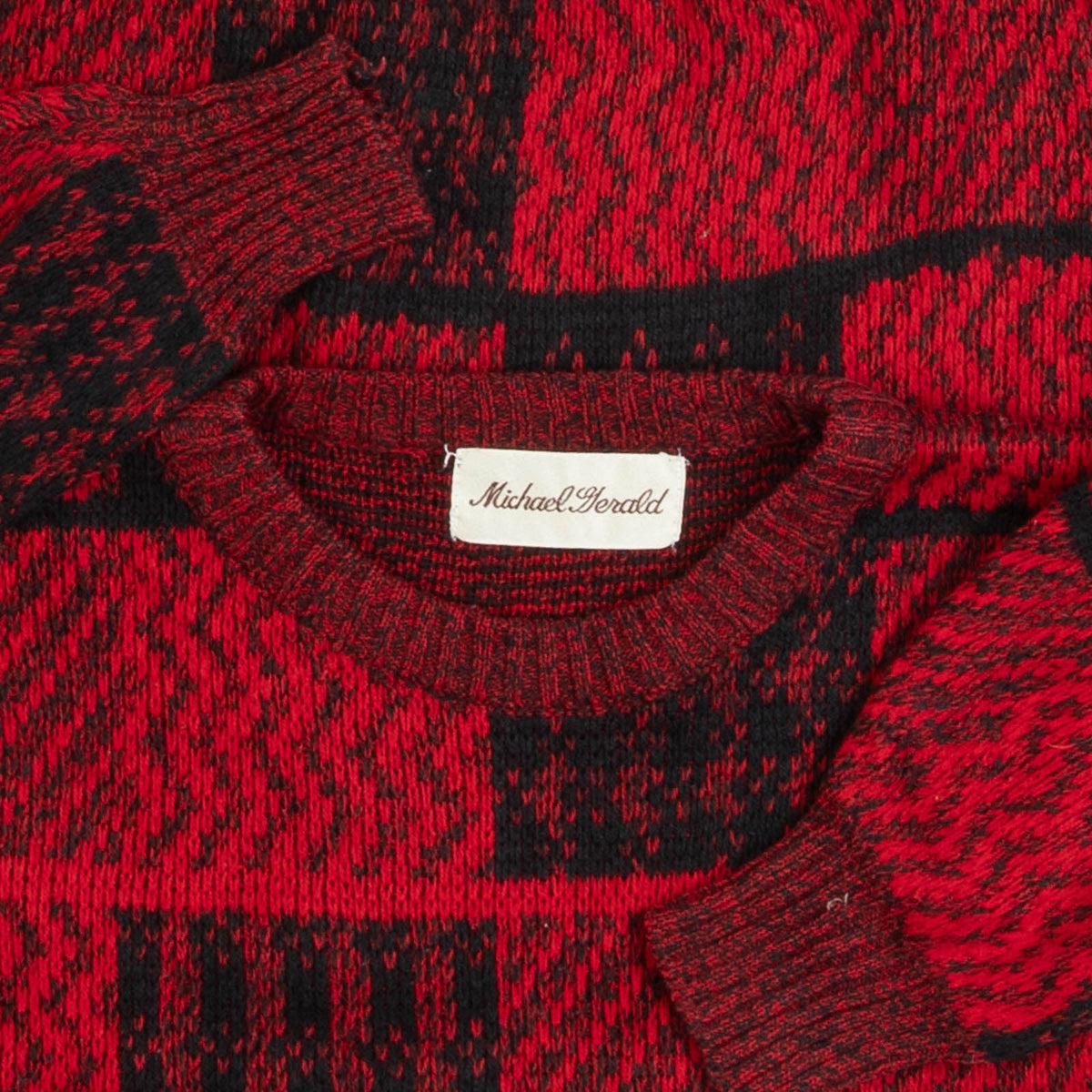 WOMEN'S VINTAGE 1980S CHECKED KNITTED JUMPER - SMALL