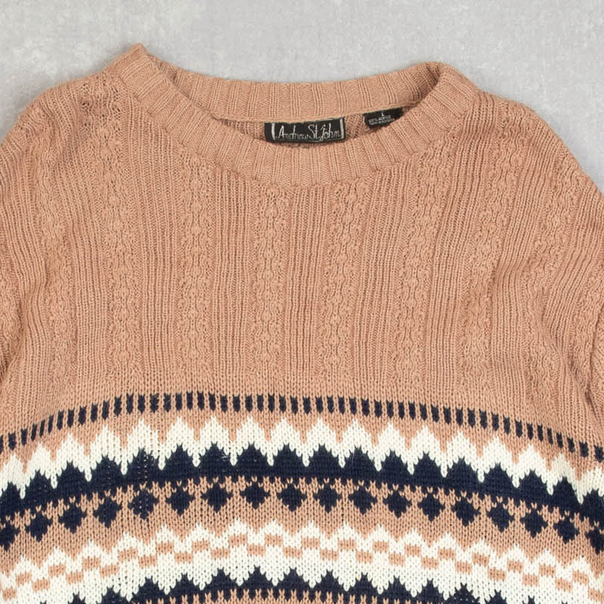 MEN'S VINTAGE 1990S STRUCTURED PATTERNED KNITTED JUMPER - LARGE