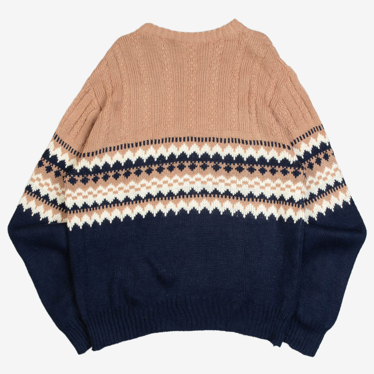 MEN'S VINTAGE 1990S STRUCTURED PATTERNED KNITTED JUMPER - LARGE