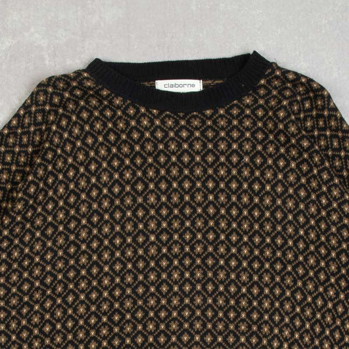 MEN'S VINTAGE 1990S PATTERNED KNITTED JUMPER - X-LARGE
