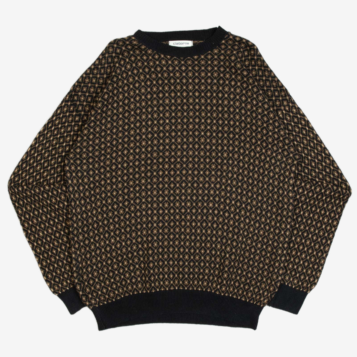 MEN'S VINTAGE 1990S PATTERNED KNITTED JUMPER - X-LARGE