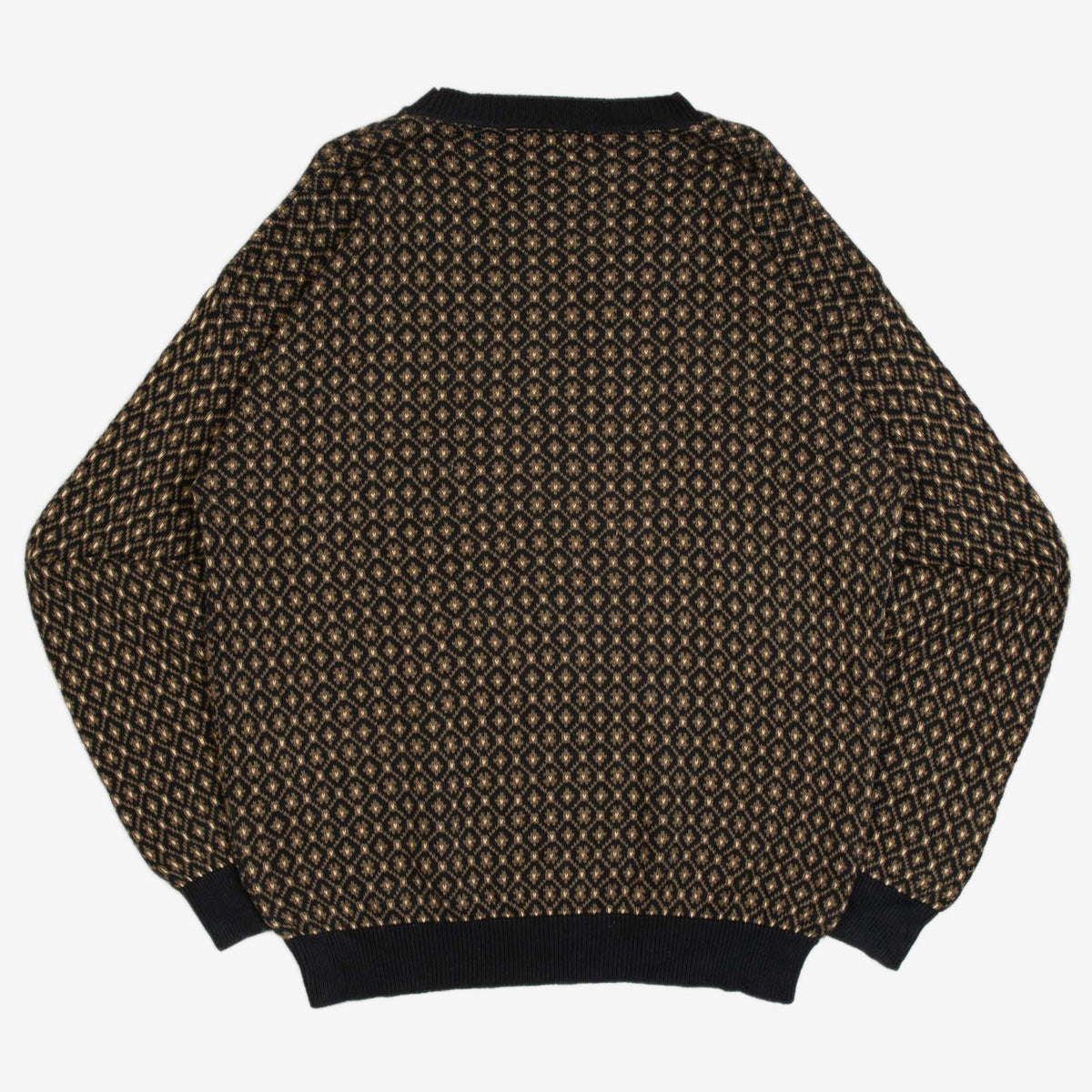 MEN'S VINTAGE 1990S PATTERNED KNITTED JUMPER - X-LARGE