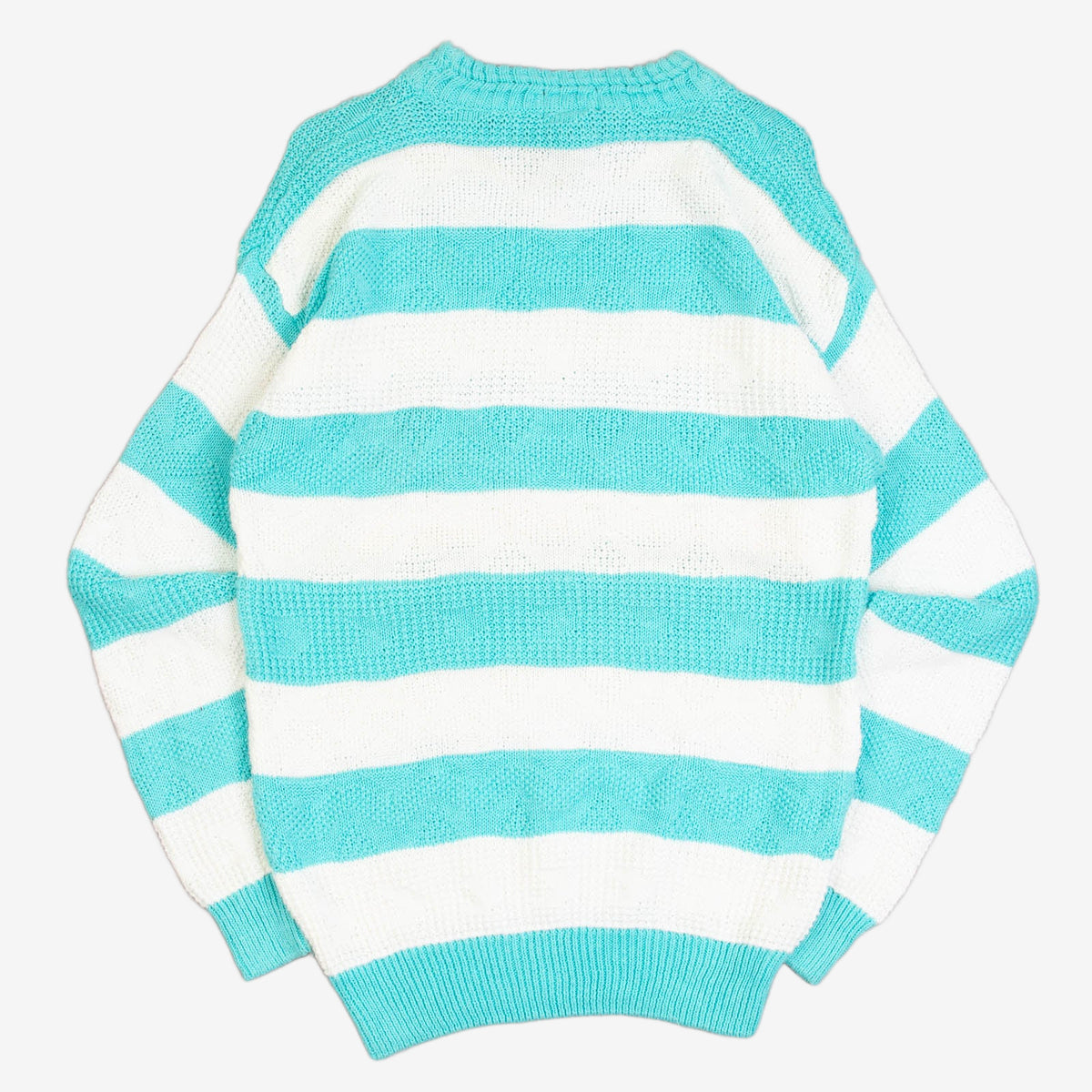 MEN'S VINTAGE 1990S IZOD STRIPED STRUCTURED KNITTED JUMPER - LARGE