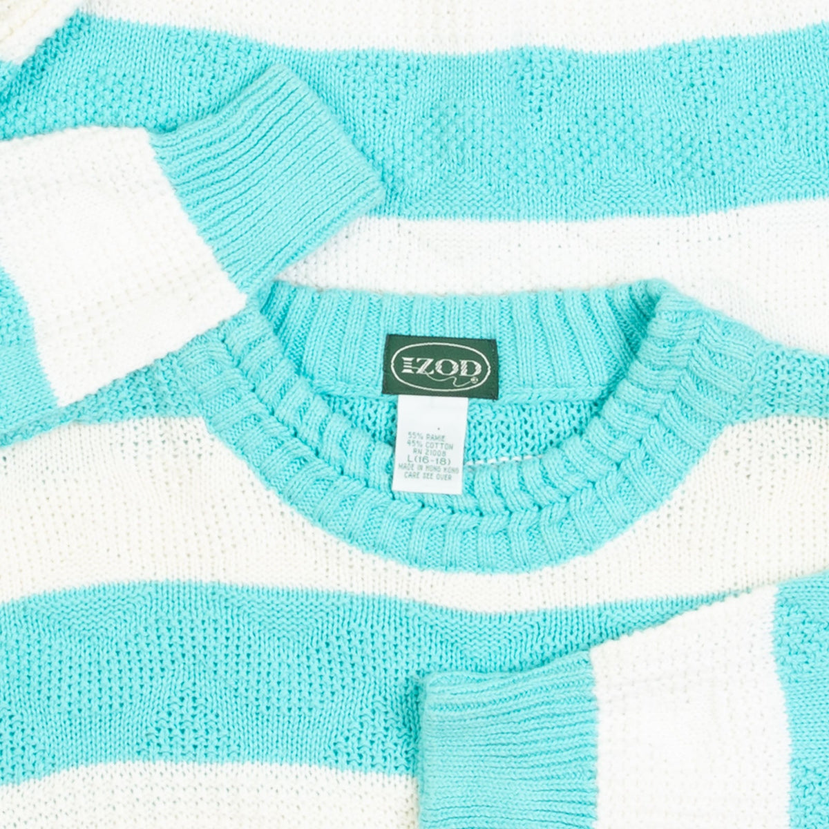 MEN'S VINTAGE 1990S IZOD STRIPED STRUCTURED KNITTED JUMPER - LARGE