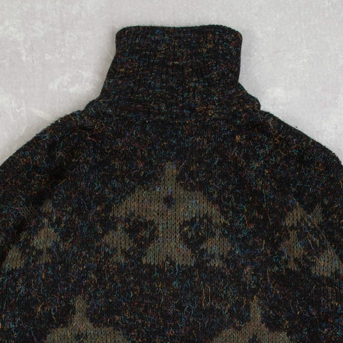 MEN'S VINTAGE 1980S LEATHER PATCH QUARTER ZIP KNITTED JUMPER - LARGE
