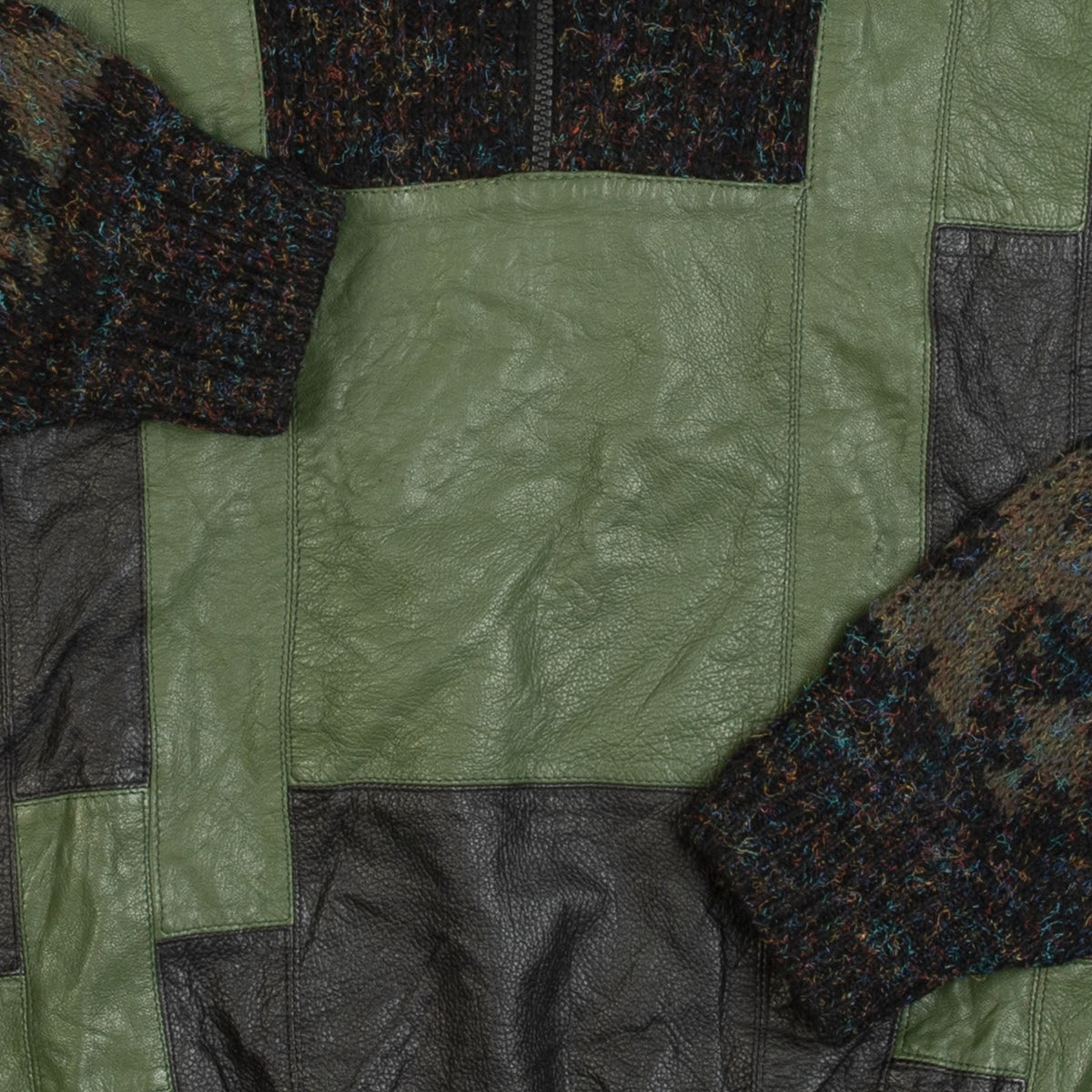 MEN'S VINTAGE 1980S LEATHER PATCH QUARTER ZIP KNITTED JUMPER - LARGE