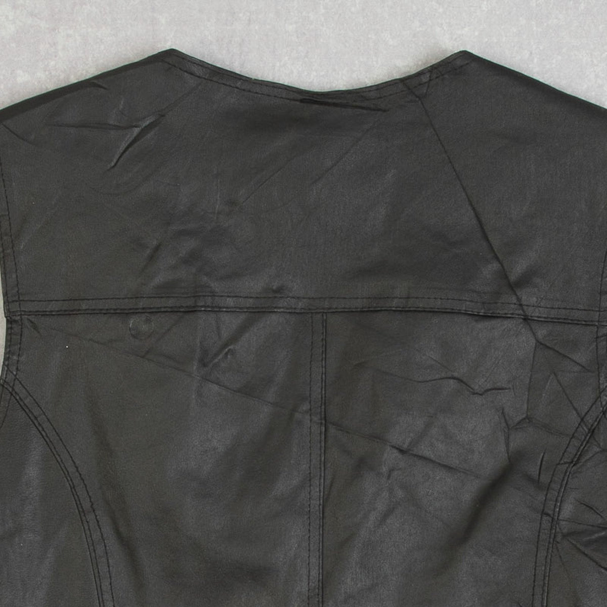 MEN'S VINTAGE 1990S LEATHER GILET JACKET - MEDIUM