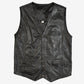 MEN'S VINTAGE 1990S LEATHER GILET JACKET - MEDIUM