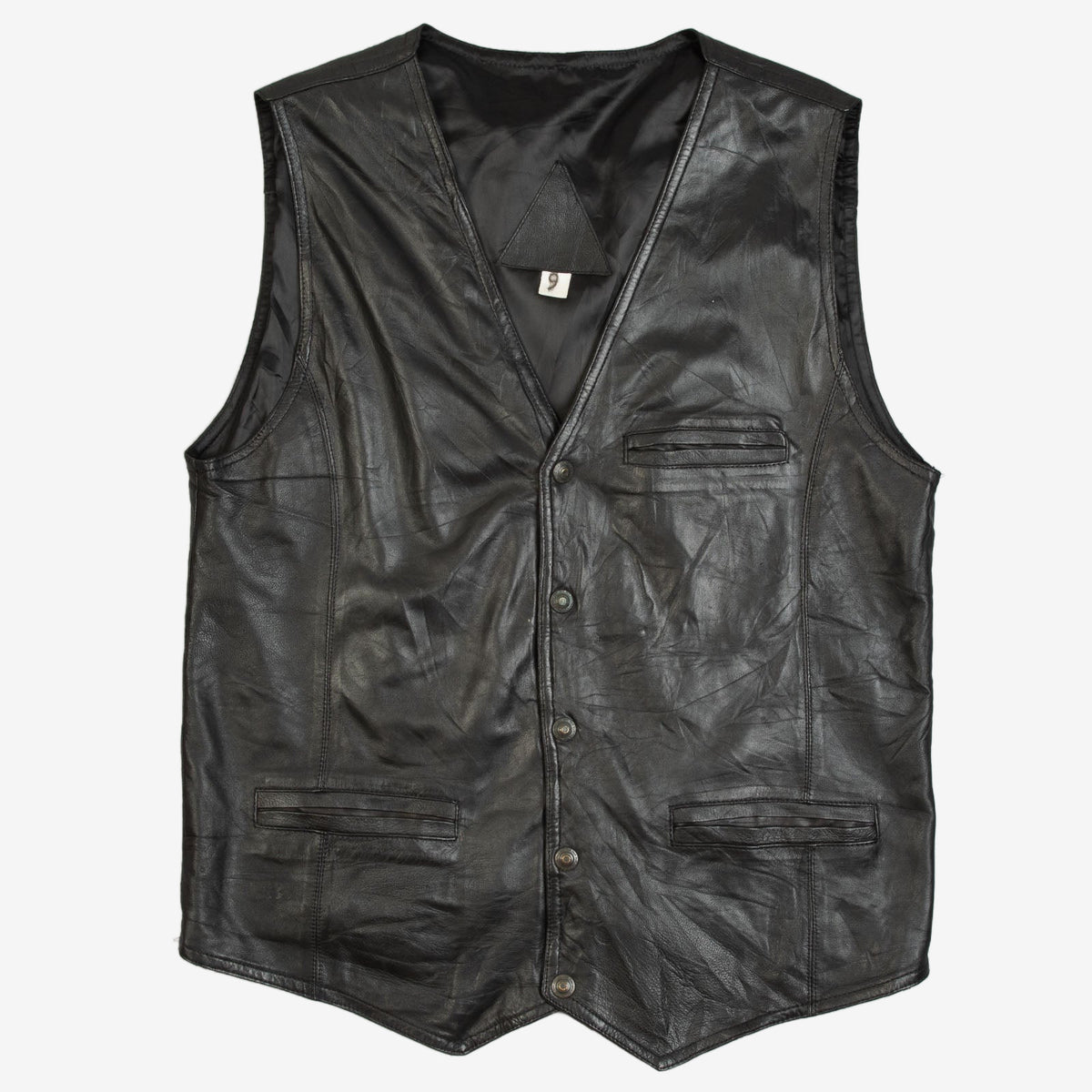 MEN'S VINTAGE 1990S LEATHER GILET JACKET - MEDIUM