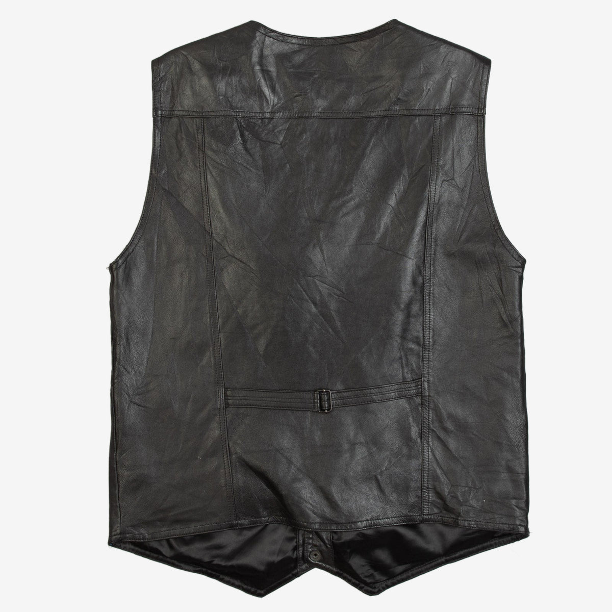 MEN'S VINTAGE 1990S LEATHER GILET JACKET - MEDIUM