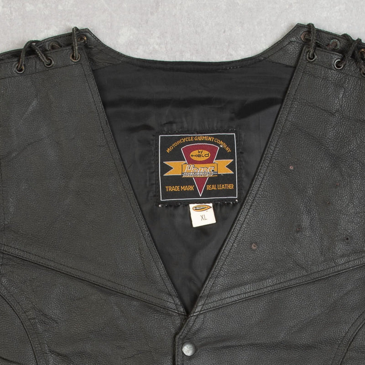 MEN'S VINTAGE 1990S LEATHER GILET JACKET - X-LARGE