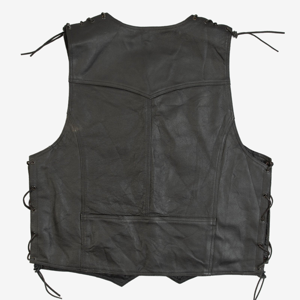 MEN'S VINTAGE 1990S LEATHER GILET JACKET - X-LARGE