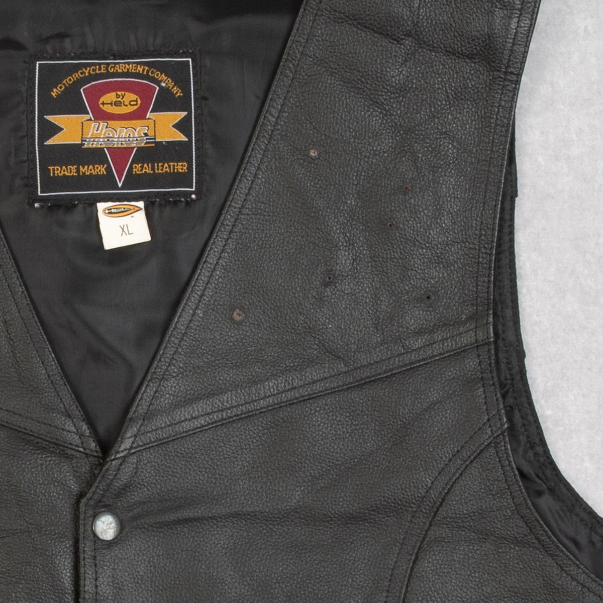 MEN'S VINTAGE 1990S LEATHER GILET JACKET - X-LARGE