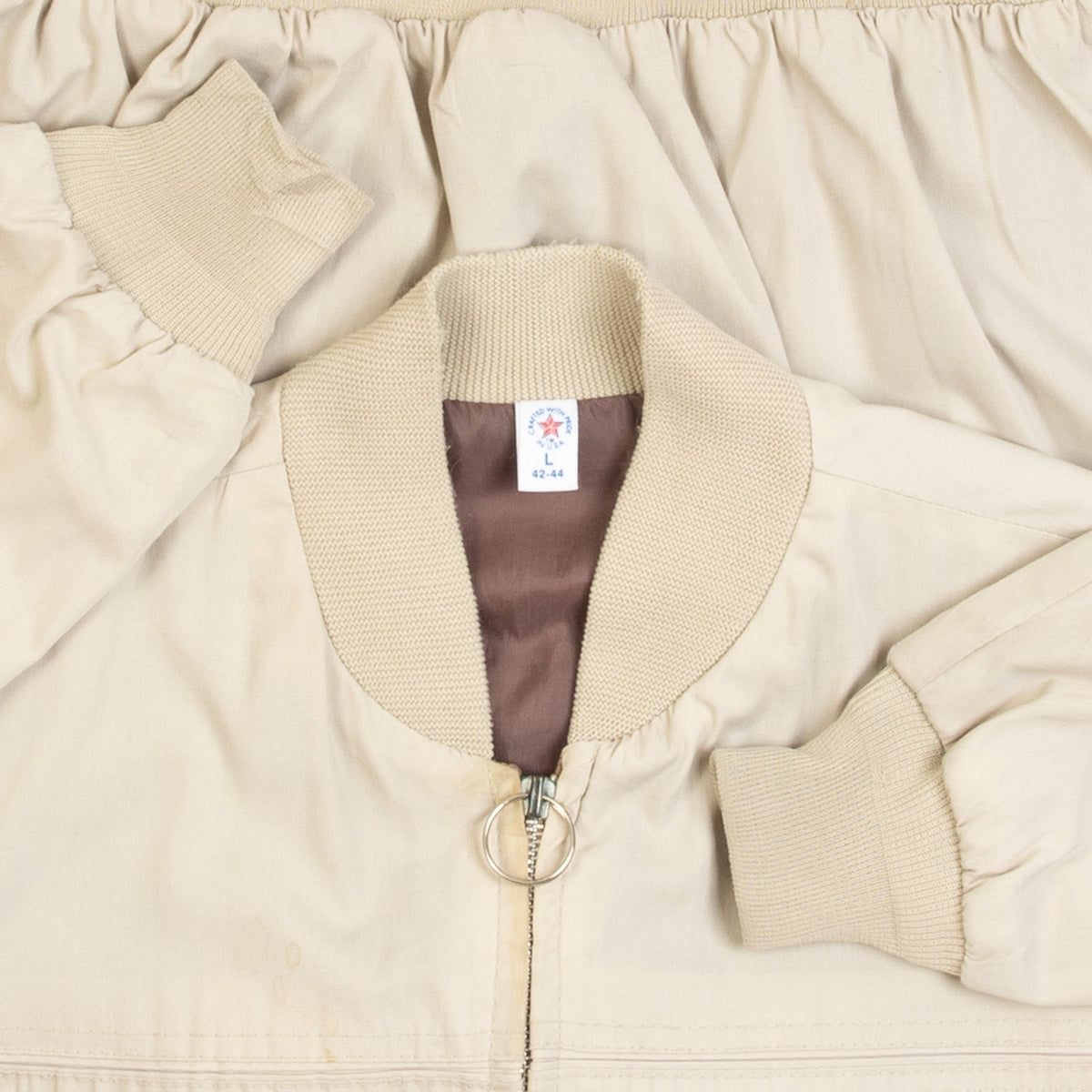 MEN'S VINTAGE 1980S FULL ZIP BOMBER JACKET - LARGE