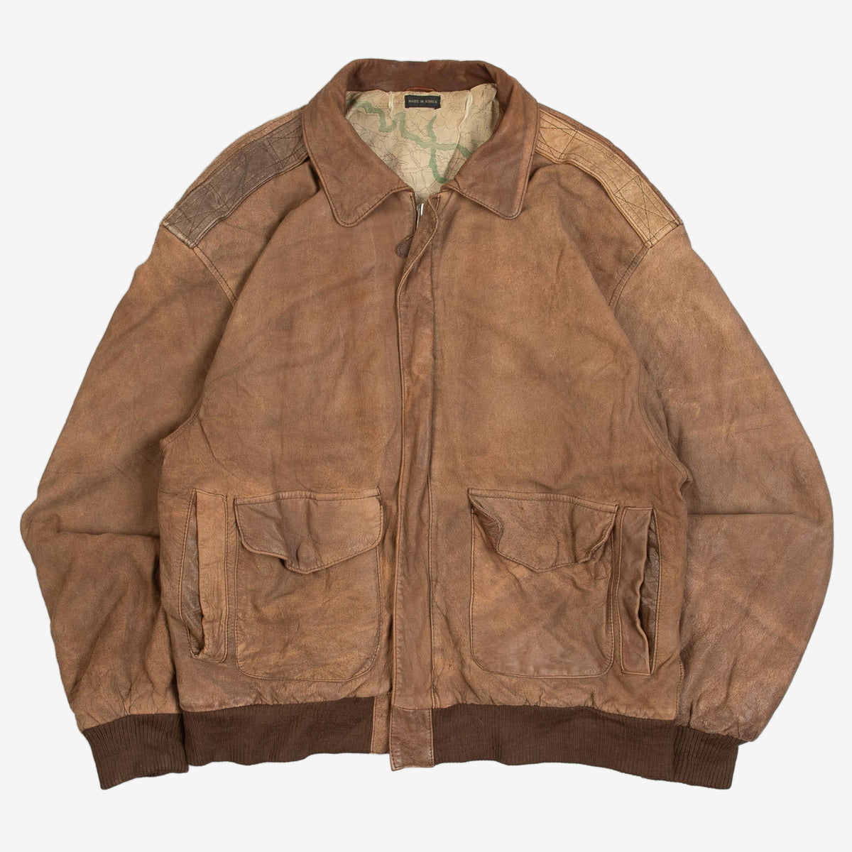 MEN'S VINTAGE 1990S LEATHER FLIGHT JACKET - LARGE