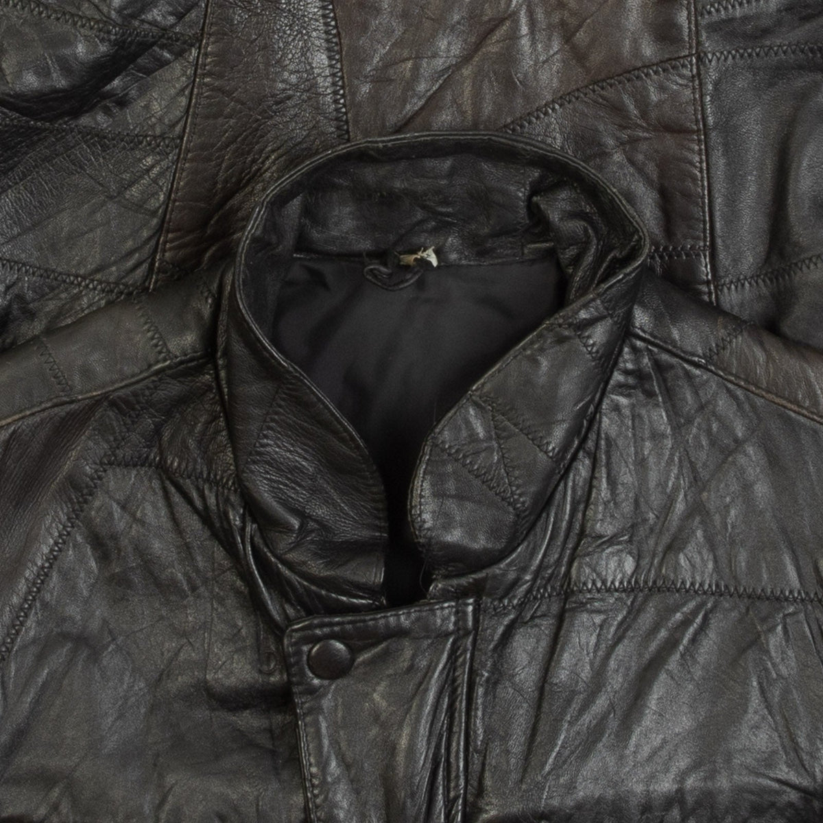 MEN'S VINTAGE 1980S LEATHER UTILITY GILET JACKET - X-LARGE