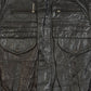 MEN'S VINTAGE 1980S LEATHER UTILITY GILET JACKET - X-LARGE