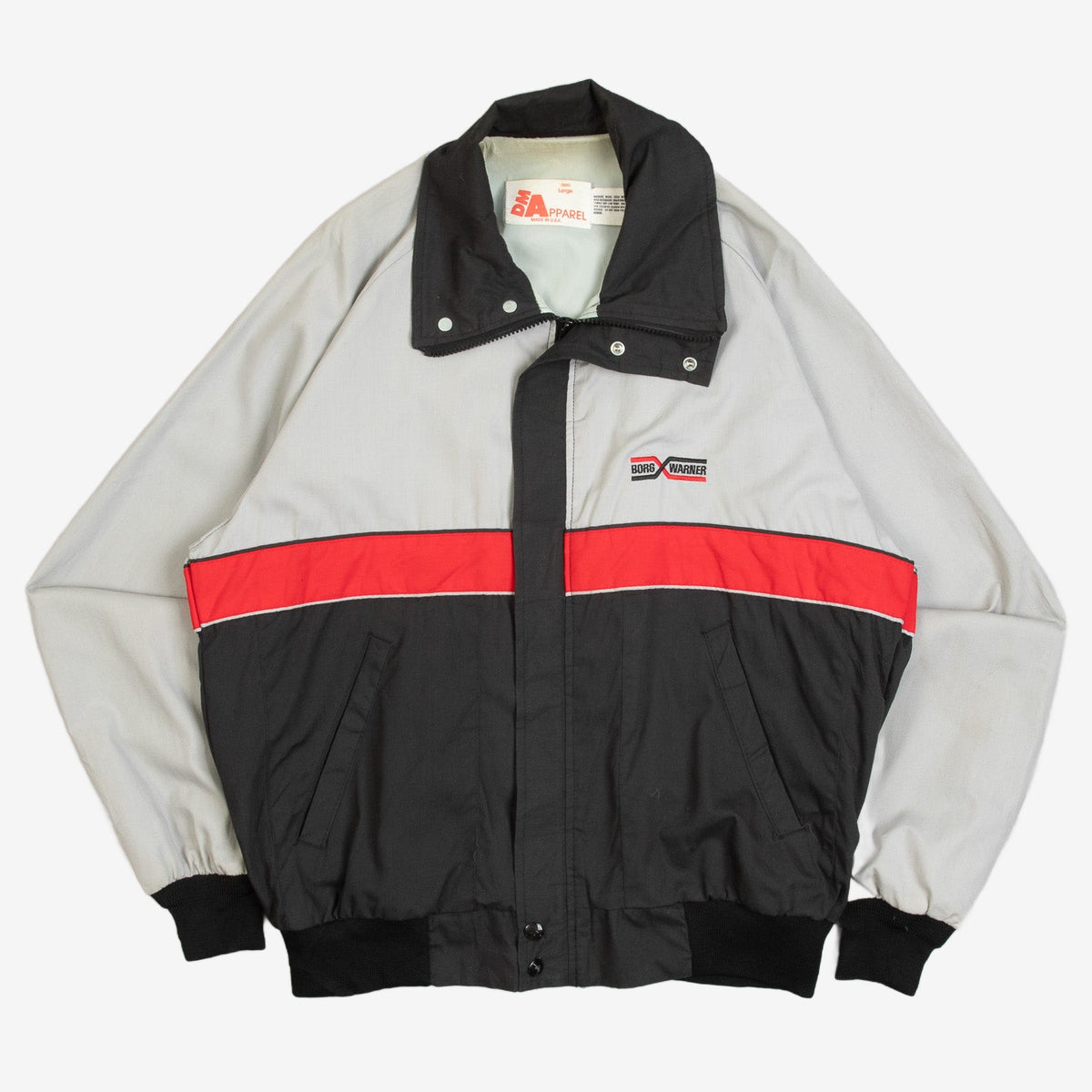 MEN'S VINTAGE 1990S COLOUR BLOCK FULL ZIP BOMBER JACKET - LARGE