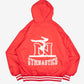 MEN'S VINTAGE 1980S GYMNASTICS HALF ZIP HOODED BOMBER JACKET - LARGE