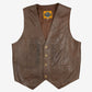 MEN'S VINTAGE 1980S LEATHER VEST JACKET - MEDIUM