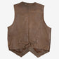 MEN'S VINTAGE 1980S LEATHER VEST JACKET - MEDIUM