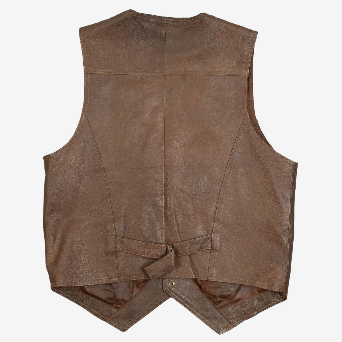MEN'S VINTAGE 1980S LEATHER VEST JACKET - MEDIUM