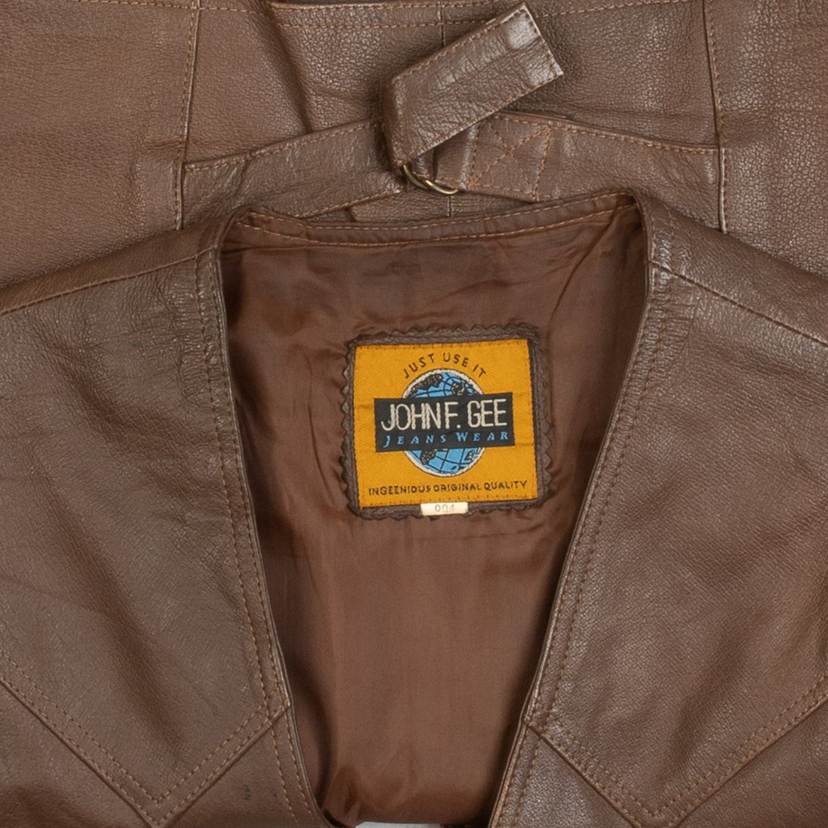 MEN'S VINTAGE 1980S LEATHER VEST JACKET - MEDIUM