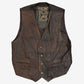 MEN'S VINTAGE 1990S LEATHER VEST JACKET - SMALL