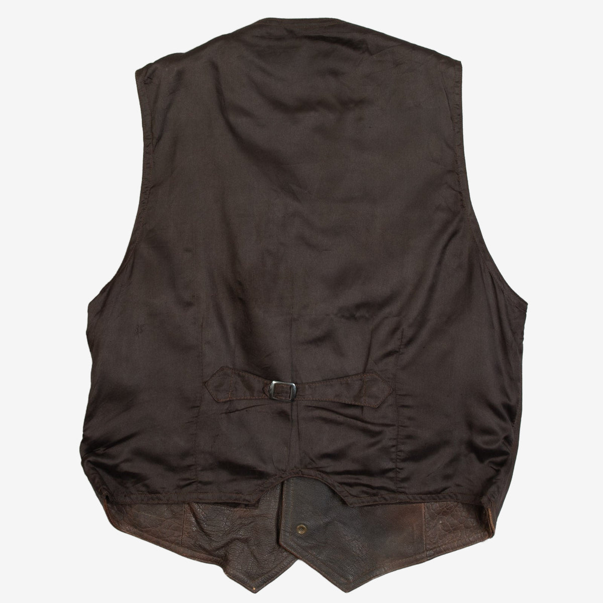 MEN'S VINTAGE 1990S LEATHER VEST JACKET - SMALL
