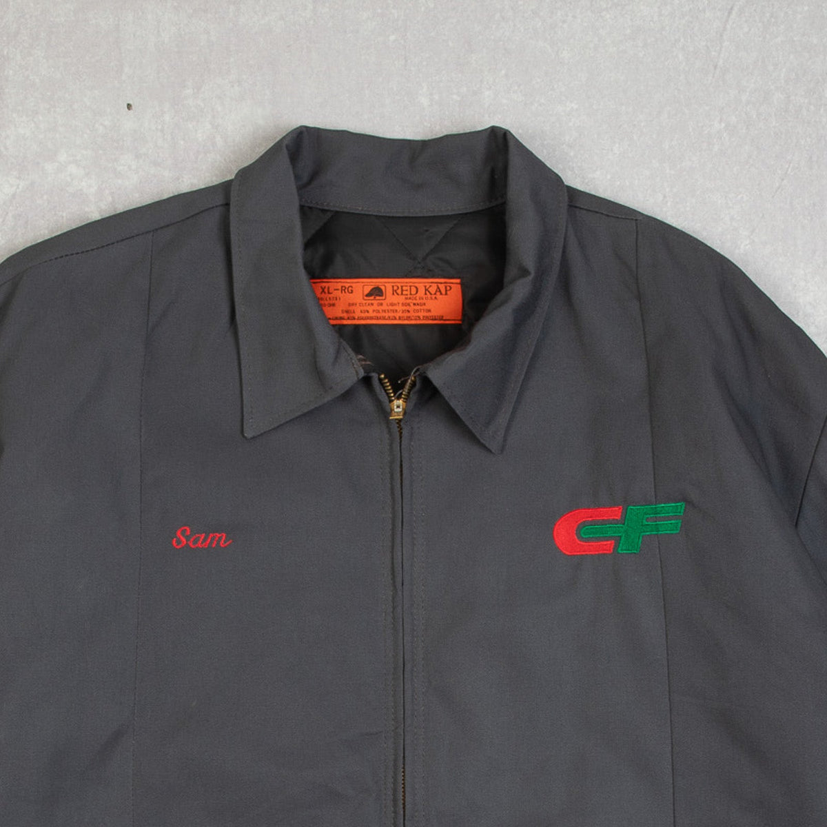 MEN'S VINTAGE 1980S RED KAP CF FULL ZIP WORKWEAR JACKET - X-LARGE