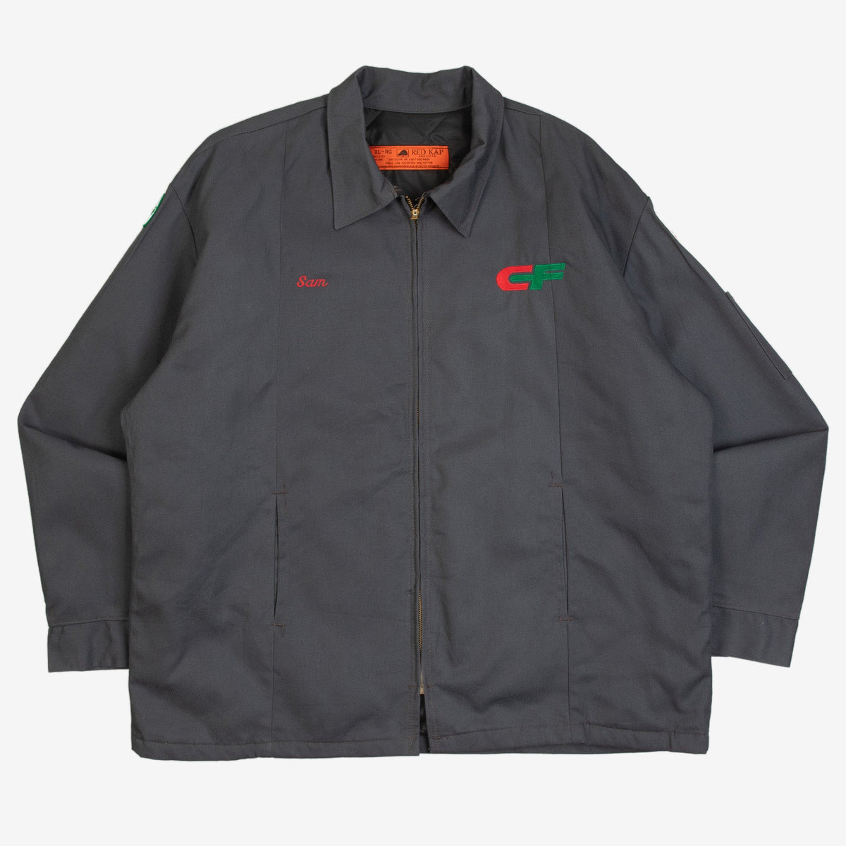 MEN'S VINTAGE 1980S RED KAP CF FULL ZIP WORKWEAR JACKET - X-LARGE