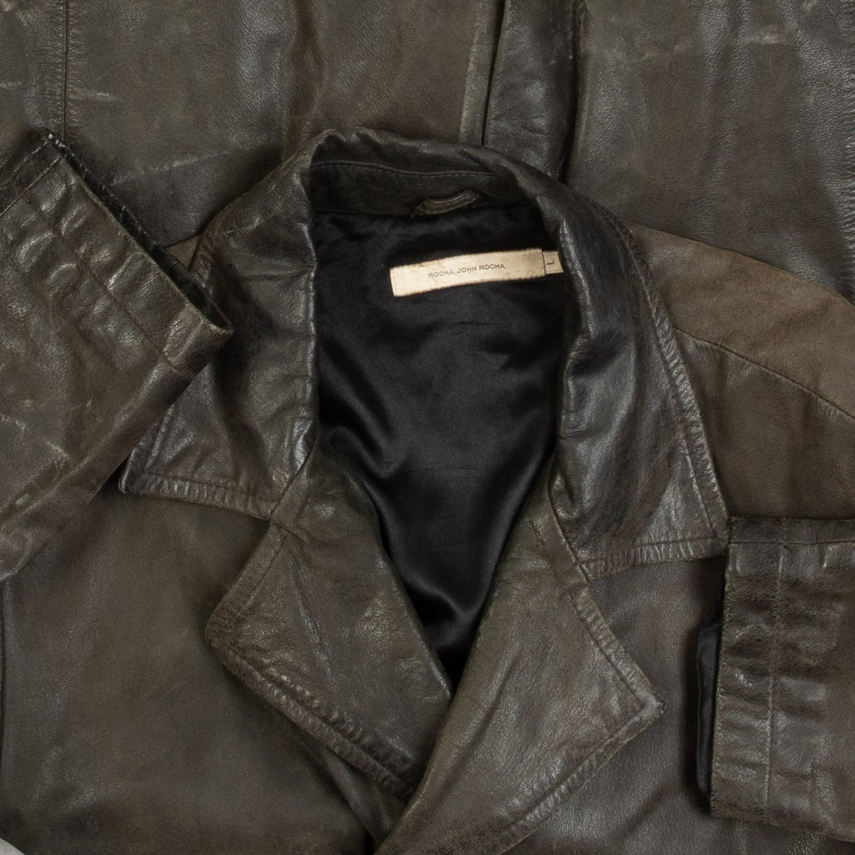 WOMEN'S VINTAGE 1990S LEATHER DOUBLE BREASTED JACKET - LARGE