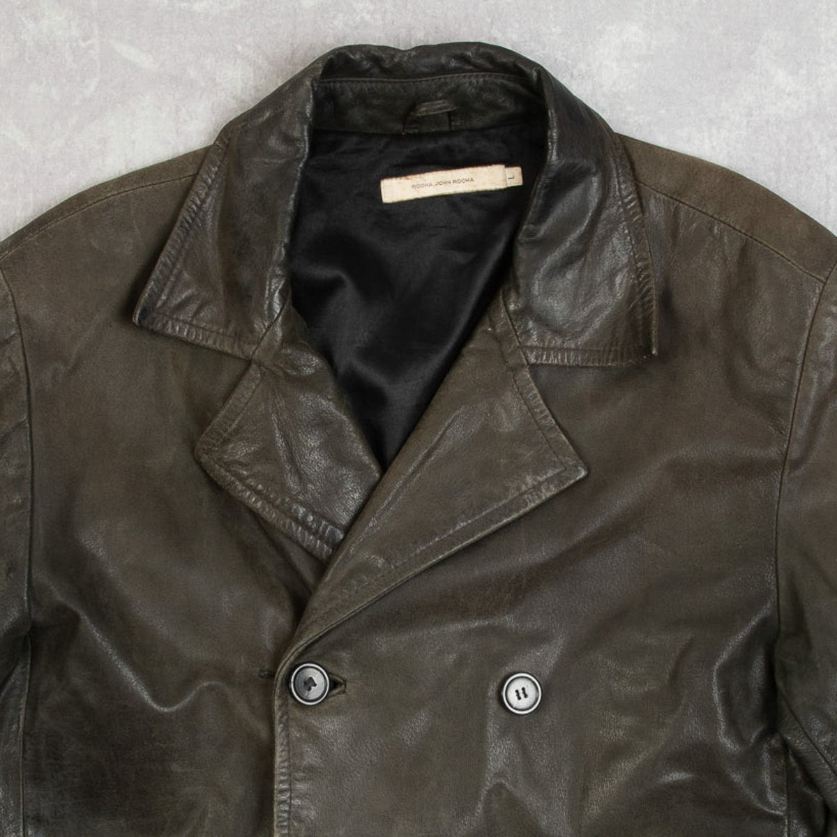 WOMEN'S VINTAGE 1990S LEATHER DOUBLE BREASTED JACKET - LARGE