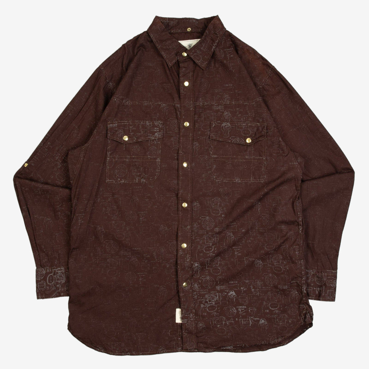 MEN'S VINTAGE 1990S GUN PATTERNED WESTERN SHIRT - LARGE