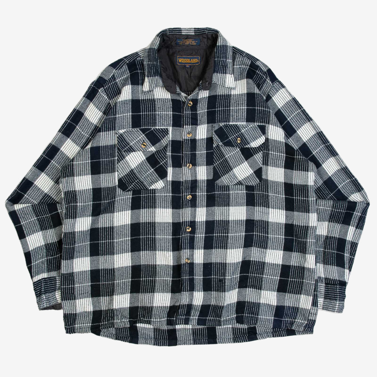 MEN'S VINTAGE 1990S WOOL STYLE CHECKED FLANNEL SHIRT - X-LARGE