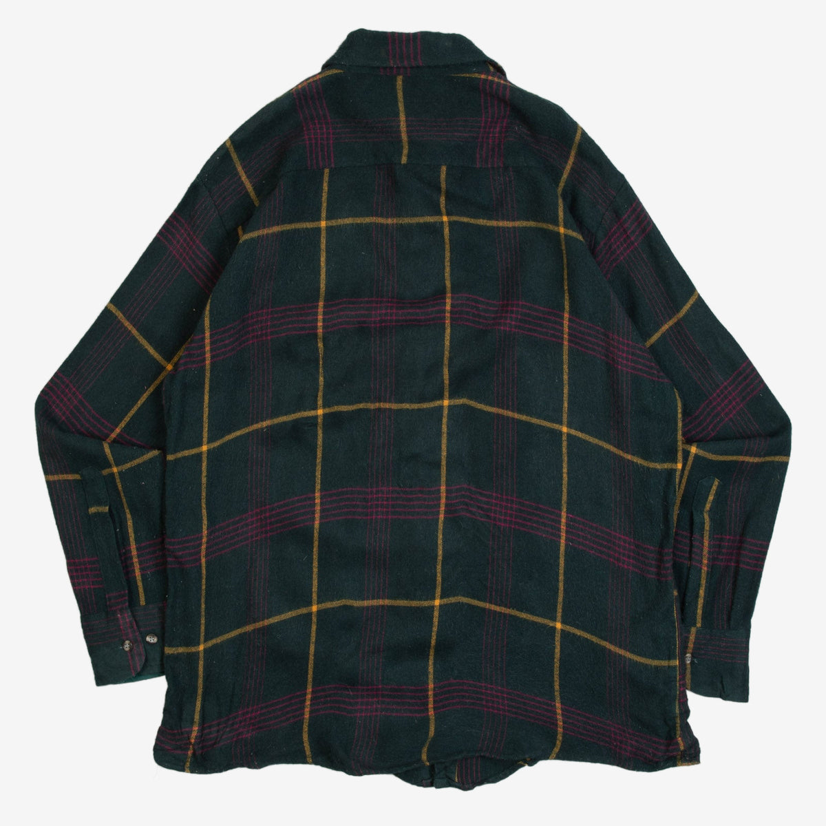 MEN'S VINTAGE 1990S WOOL STYLE CHECKED FLANNEL SHIRT - LARGE