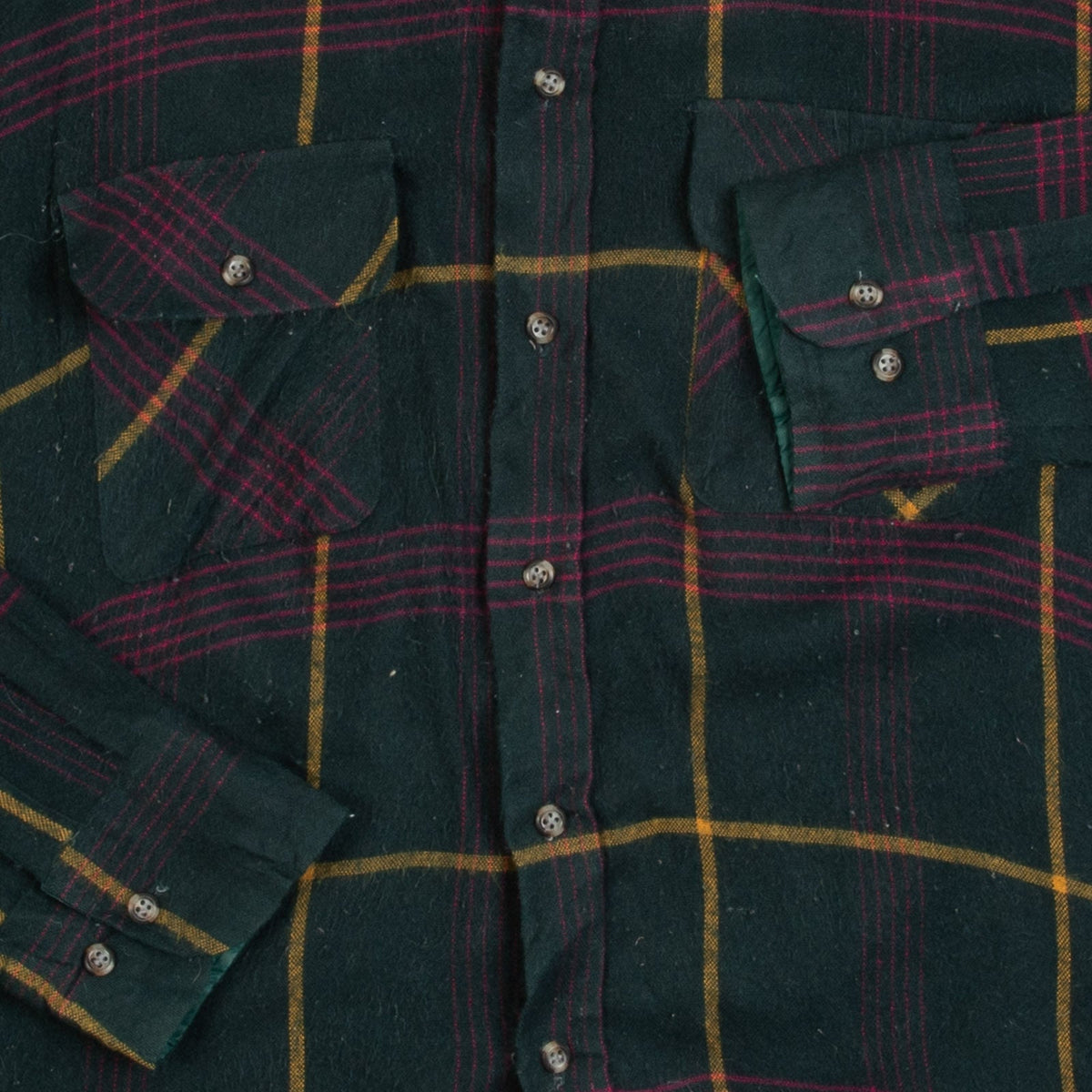 MEN'S VINTAGE 1990S WOOL STYLE CHECKED FLANNEL SHIRT - LARGE