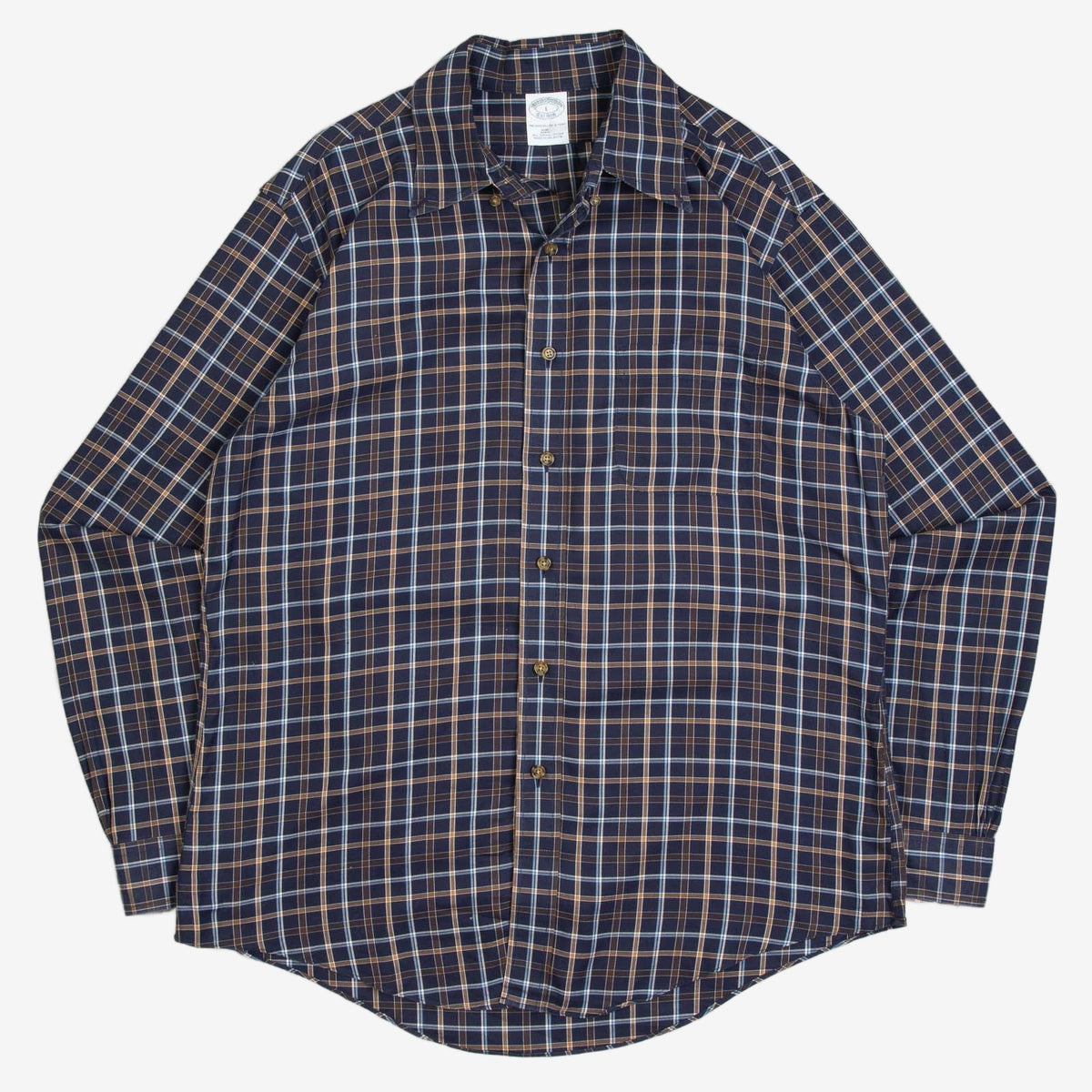 MEN'S VINTAGE 1990S BROOKS BROTHERS CHECKED LONG SLEEVE SHIRT - LARGE