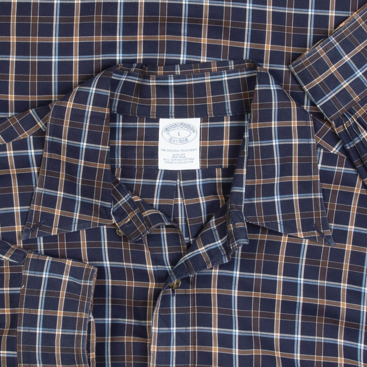 MEN'S VINTAGE 1990S BROOKS BROTHERS CHECKED LONG SLEEVE SHIRT - LARGE