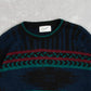 MEN'S VINTAGE 1980S PATTERNED KNITTED JUMPER - LARGE