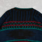 MEN'S VINTAGE 1980S PATTERNED KNITTED JUMPER - LARGE