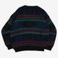 MEN'S VINTAGE 1980S PATTERNED KNITTED JUMPER - LARGE