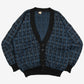 MEN'S VINTAGE 1980S PATTERNED KNITTED CARDIGAN - LARGE