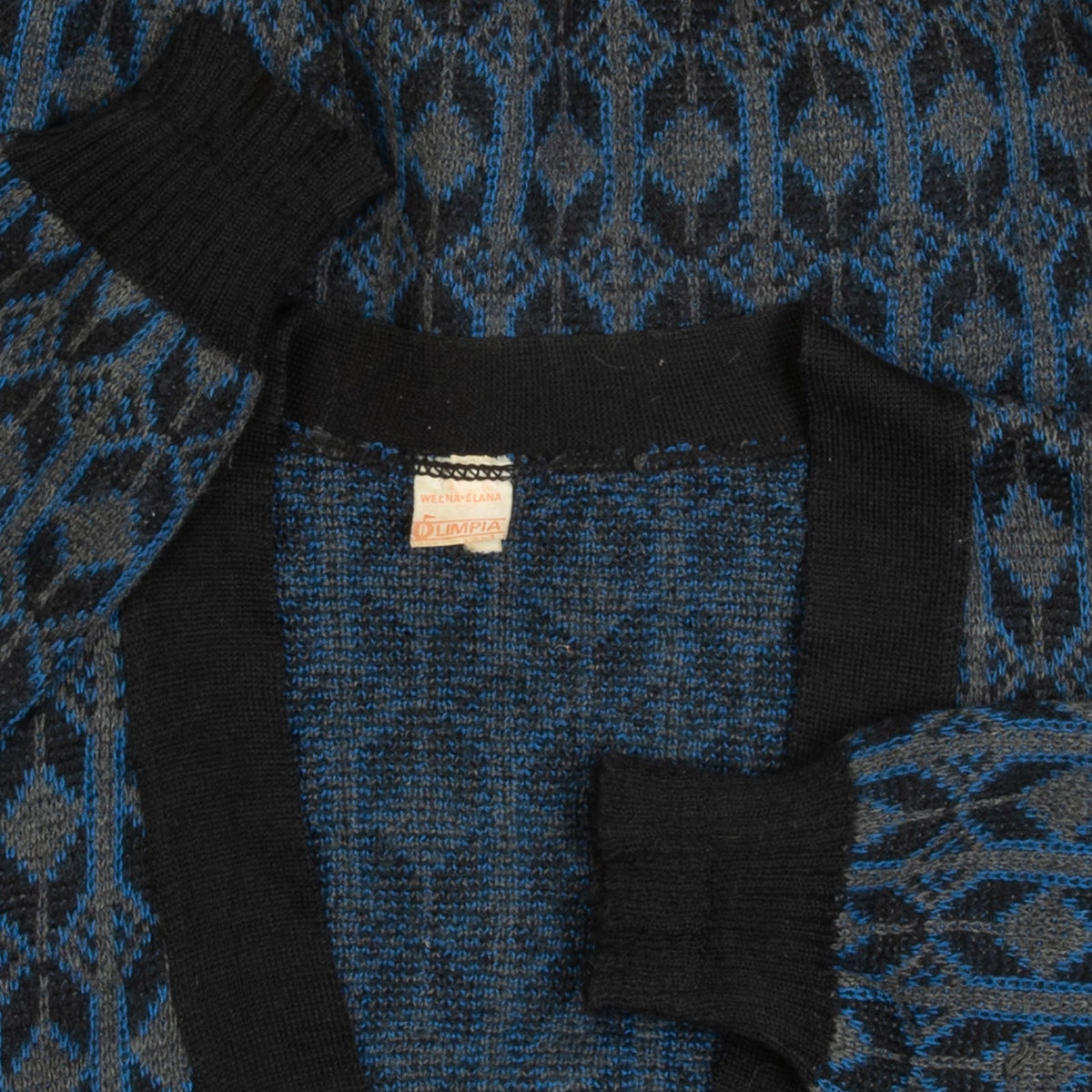 MEN'S VINTAGE 1980S PATTERNED KNITTED CARDIGAN - LARGE