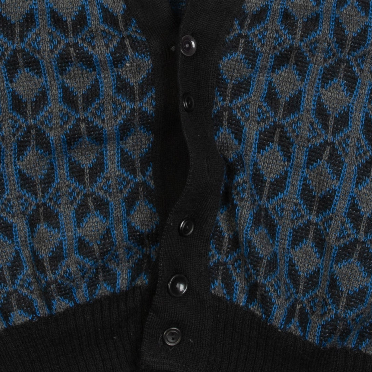 MEN'S VINTAGE 1980S PATTERNED KNITTED CARDIGAN - LARGE